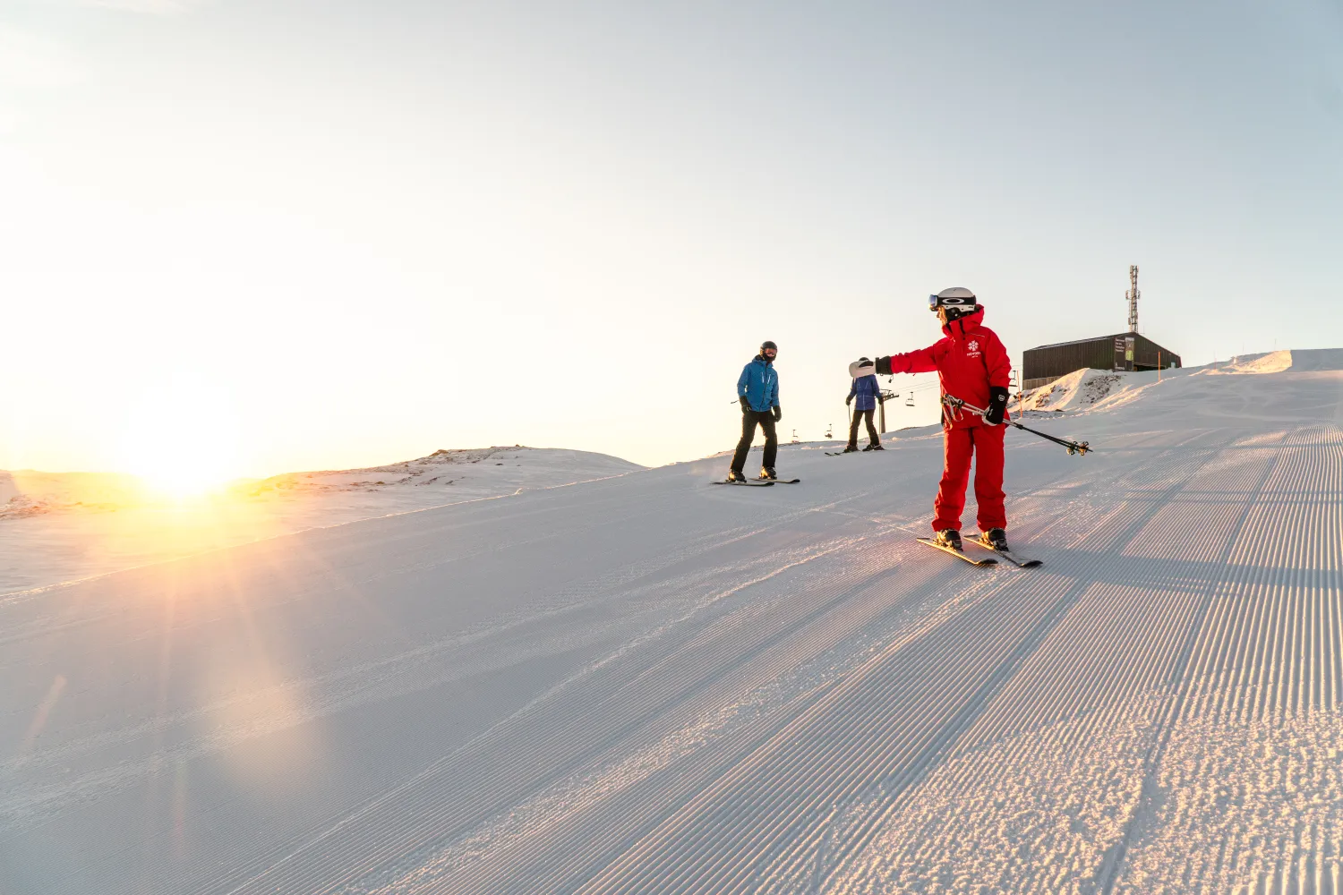 skiinstruktør og 2 elever