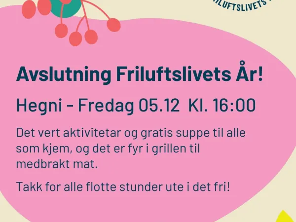 Beige og rosa plakat med info om arrangementet