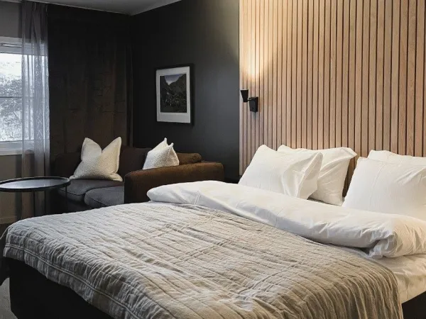 Double room with a sleeper sofa and view